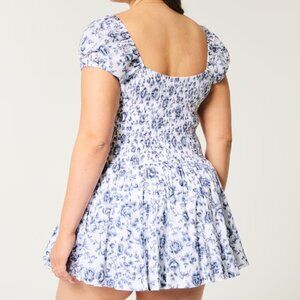 Hollister Sofia Drop Waist Bubble Skort Dress Blue Floral Size XS